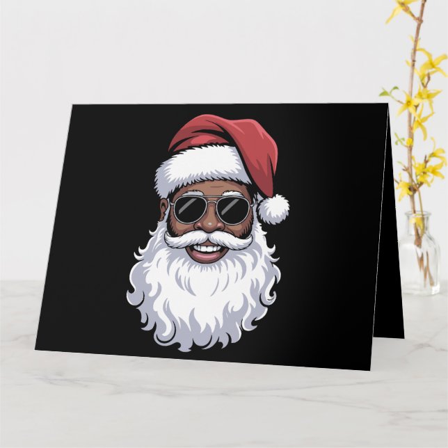 Santa Claus Black Xmas Santa Afro African American Card (Yellow Flower)