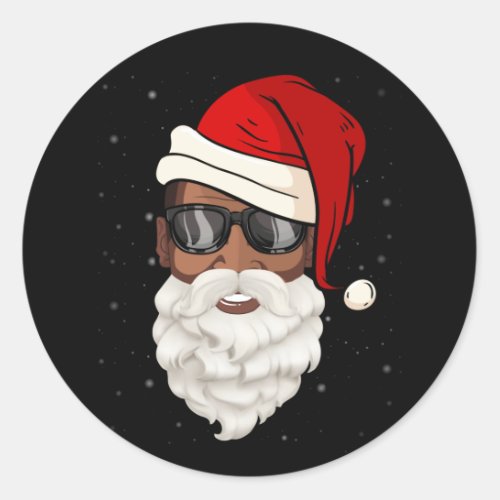 Santa Claus Black Xmas Santa Afro African American Classic Round Sticker