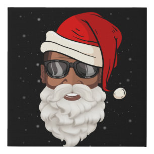 Santa Claus Black Xmas Santa Afro African American Faux Canvas Print