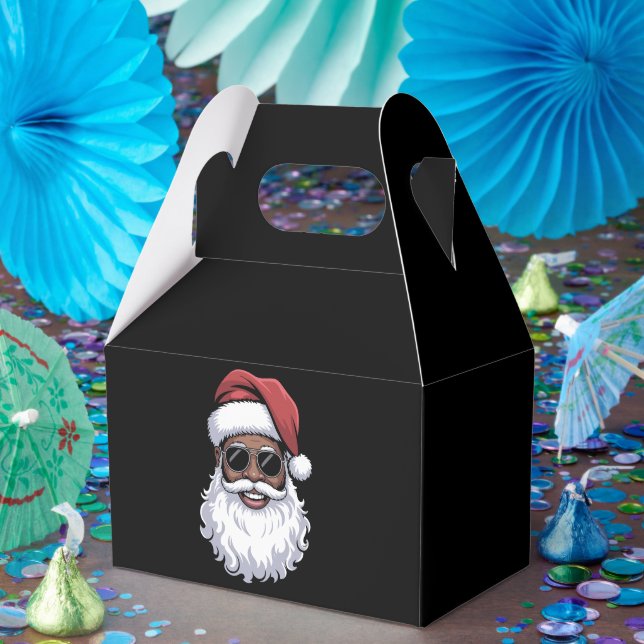 Santa Claus Black Xmas Santa Afro African American Favor Boxes (Party)