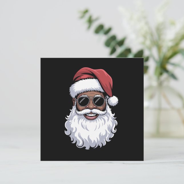 Santa Claus Black Xmas Santa Afro African American Holiday Card (Standing Front)