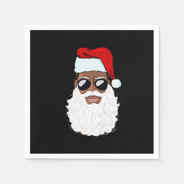 Santa Claus Black Xmas Santa Afro African American Napkins (Front)