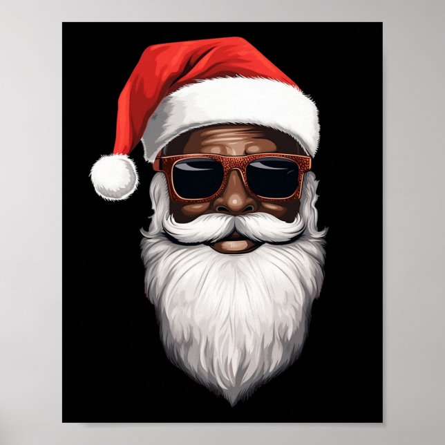 Santa Claus Black Xmas Santa Afro African American Poster (Front)