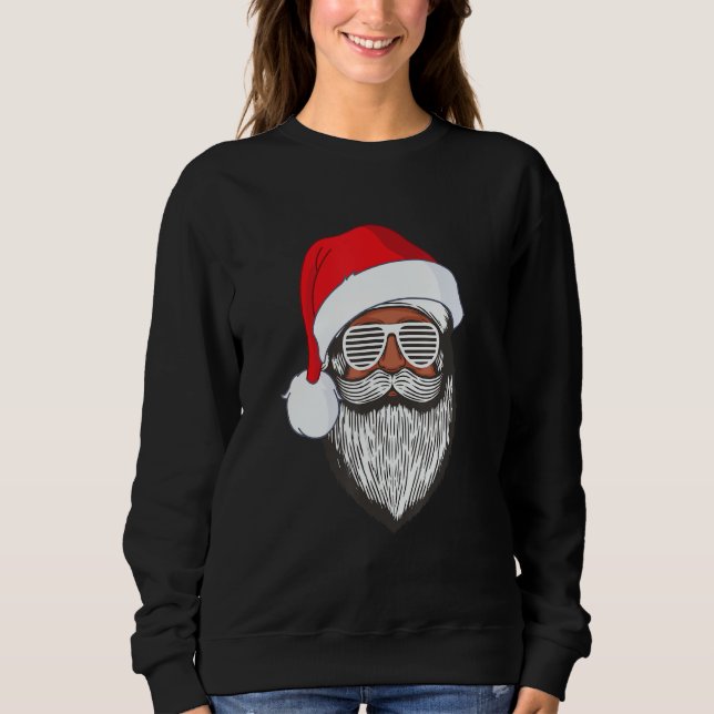 Santa Claus Black Xmas Santa Afro African American Sweatshirt (Front)