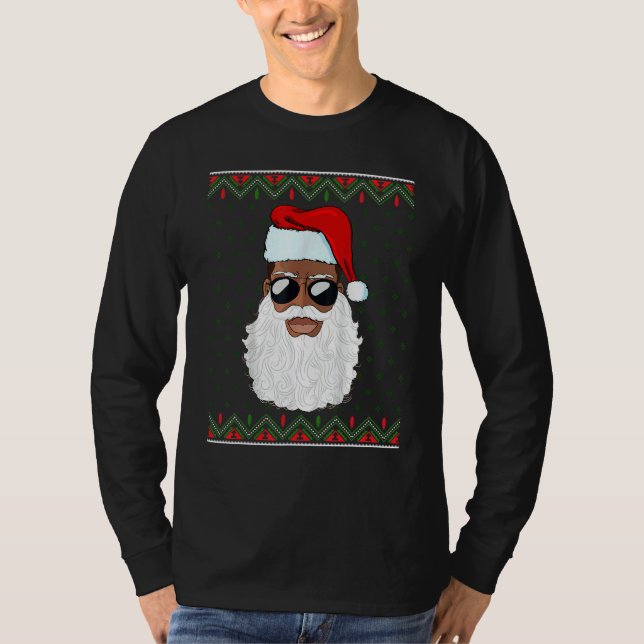 Santa Claus Black Xmas Santa Afro African American T-Shirt (Front)
