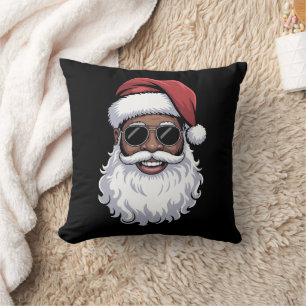 Santa Claus Black Xmas Santa Afro African American Throw Pillow