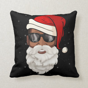 Santa Claus Black Xmas Santa Afro African American Throw Pillow