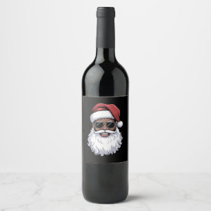 Santa Claus Black Xmas Santa Afro African American Wine Label