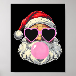 Santa Claus Blowing Bubble Gum Pink Sungles Christ Poster