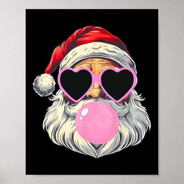 Santa Claus Blowing Bubble Gum Pink Sungles Christ Poster (Front)
