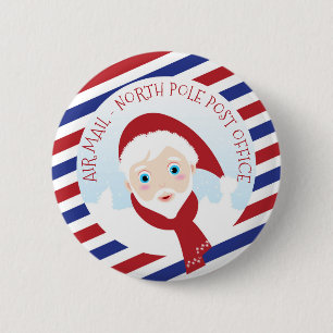 Santa Claus blue and red Button