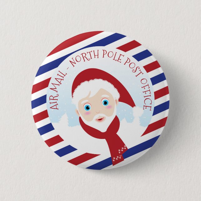 Santa Claus blue and red   Button (Front)