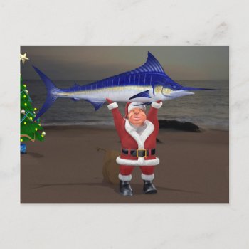 Santa Claus Blue Marlin Postcard by Emangl3D at Zazzle