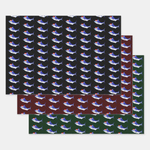 Santa Claus Blue Marlins Wrapping Paper Sheets