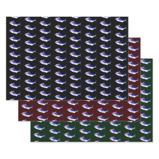 Santa Claus Blue Marlins Wrapping Paper Sheets