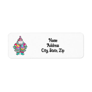 Santa Claus Boho Cute Pink Christmas Address Label