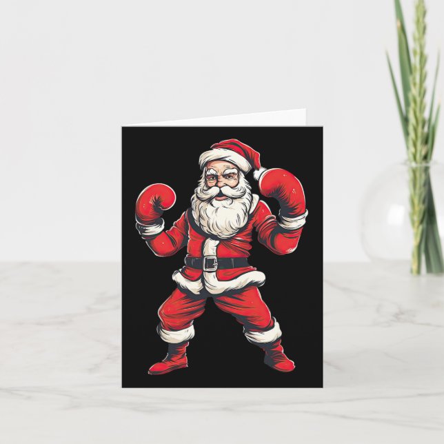 Santa Claus Boxer Boxing Kickboxing Christmas Mart Card (Front)