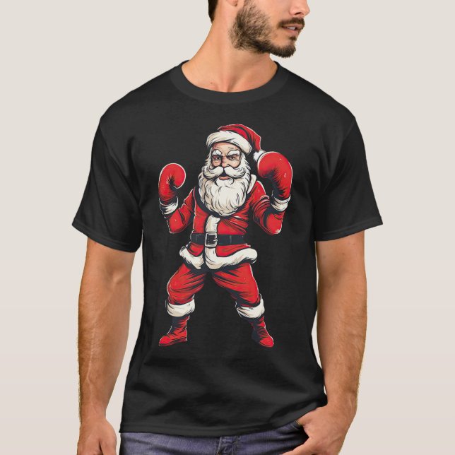 Santa Claus Boxer Boxing Kickboxing Christmas Mart T-Shirt (Front)