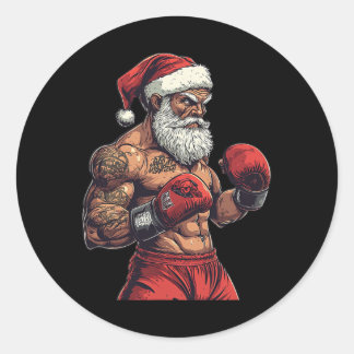 Santa Claus Boxing And Mma - Christmas Boxing Classic Round Sticker