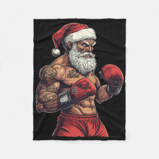 Santa Claus Boxing And Mma - Christmas Boxing Fleece Blanket
