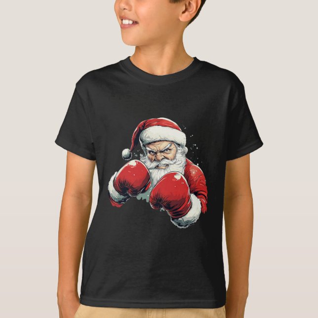 Santa Claus Boxing - Santa Claus With Boxing Glove T-Shirt (Front)