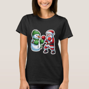 Santa Claus Boxing Snowman Christmas T-Shirt