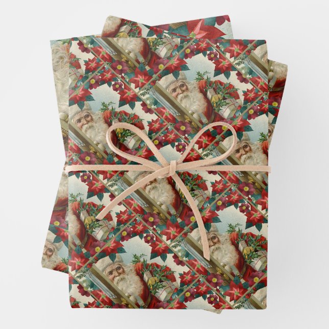 Santa Claus bringing gifts and presents Wrapping Paper Sheets (In situ)