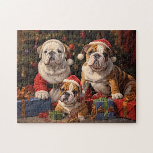 Santa Claus Bulldogs Christmas puzzle