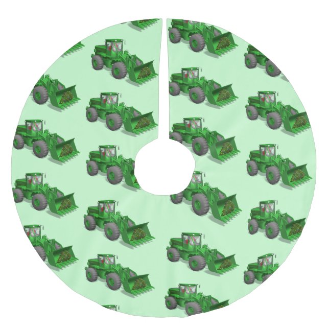 Santa Claus Bulldozer Operator Brushed Polyester Tree Skirt (Front)