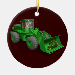 Santa Claus Bulldozer Operator Ceramic Ornament