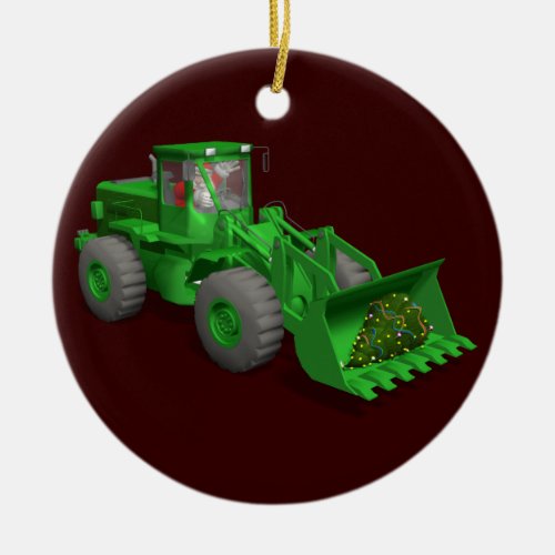 Santa Claus Bulldozer Operator Ceramic Ornament