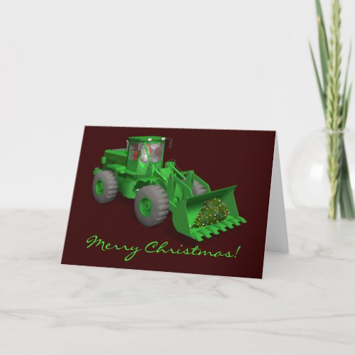 Santa Claus Bulldozer Operator Holiday Card