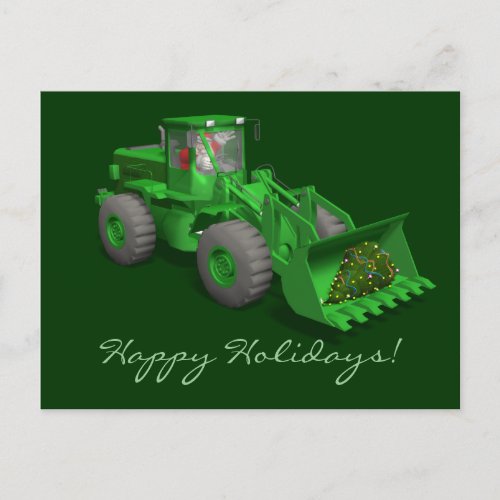 Santa Claus Bulldozer Operator Holiday Postcard