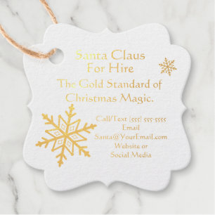 Santa Claus Business Card Print Gold Foil Favor Tags