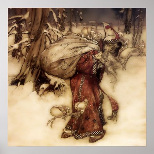 Santa Claus by Arthur Rackham Poster