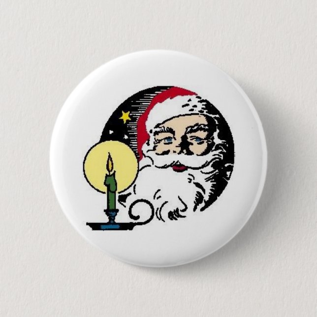 Santa Claus By Candlelight Pinback Button (Front)