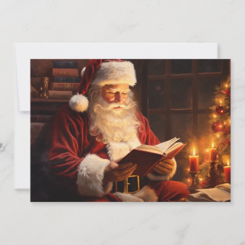 Santa Claus Candlelight Tree Christmas Holiday Card