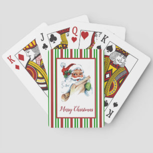 Santa Claus Candy Cane Pattern Your Greeting Poker Cards