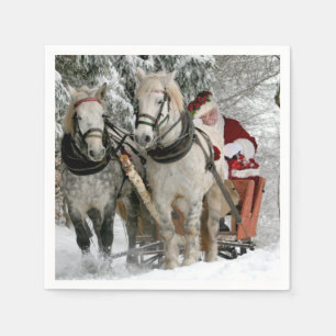 Santa Claus Carriage Christmas Holiday Napkins