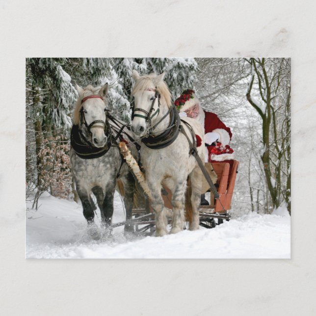 Santa Claus Carriage Christmas Holiday Postcard (Front)