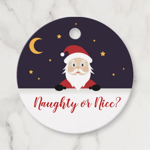 Santa Claus cartoon asks naughty or nice  Favor Tags