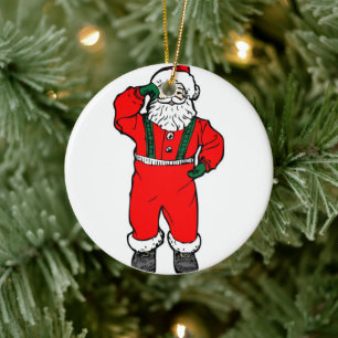 Santa Claus Cartoon Illustration Ceramic Ornament