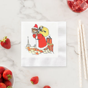 Santa Claus Cat, Louis Wain Napkins