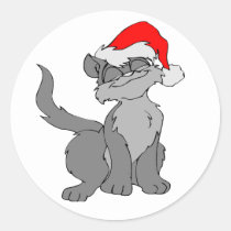 Santa Claus cat with a red santa hat Classic Round Sticker