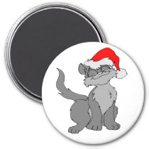 Santa Claus cat with a red santa hat Magnet