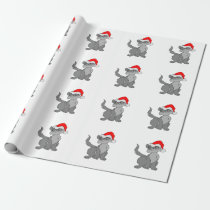 Santa Claus cat with a red santa hat Wrapping Paper