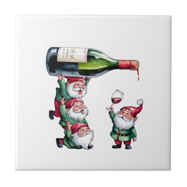 Santa Claus Celebrating Christmas Ceramic Tile (Front)