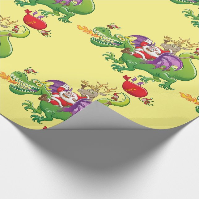 Santa Claus Changed his Reindeer for a Dragon Wrapping Paper (Corner)