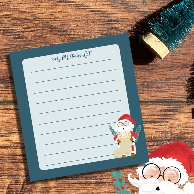 Santa Claus Checking His List Blue Holiday Notepad (Creator Uploaded)