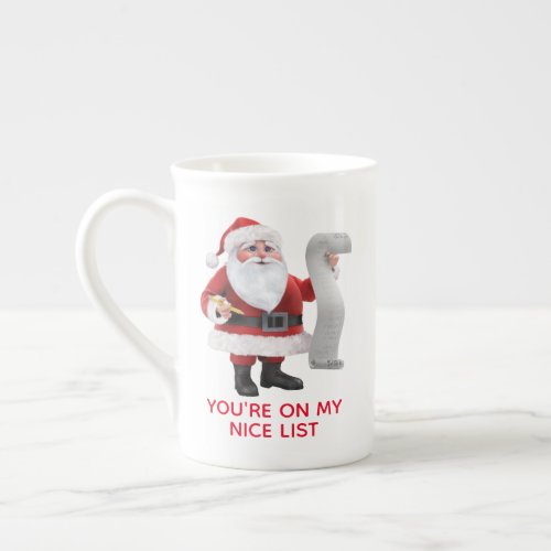 Santa Claus Checking His List Bone China Mug